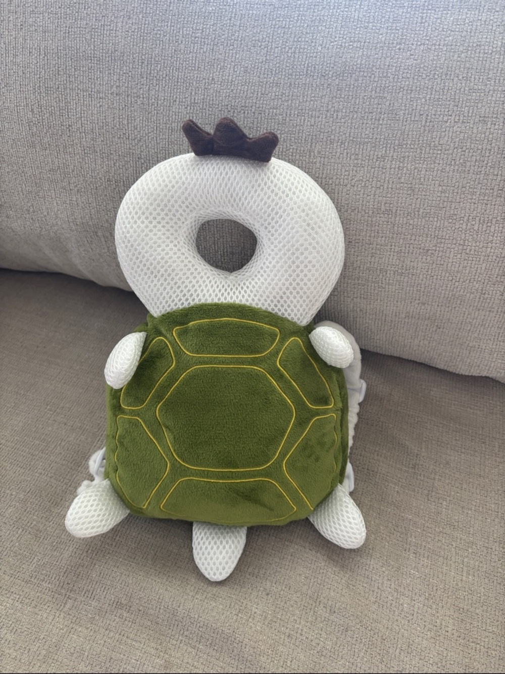 Green Turtle Plush Baby Head Support Backpack